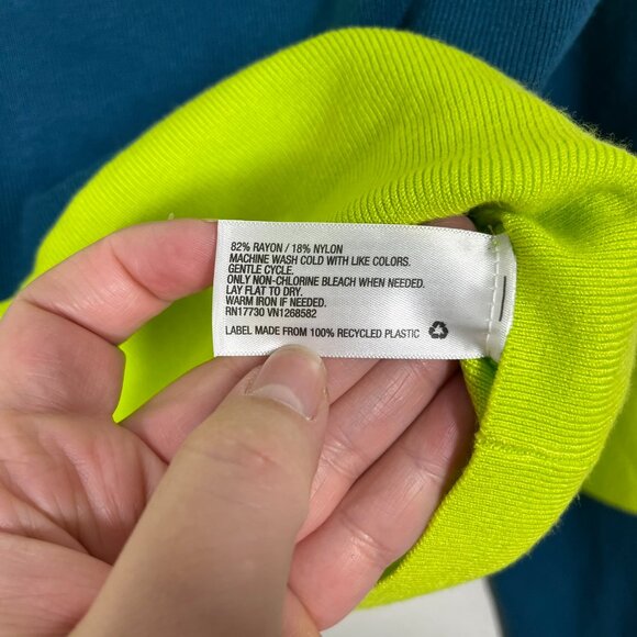 Victor Glemaud x Target Striped Mock Turtleneck Blue/Green Pullover Sweater - Picture 6 of 10